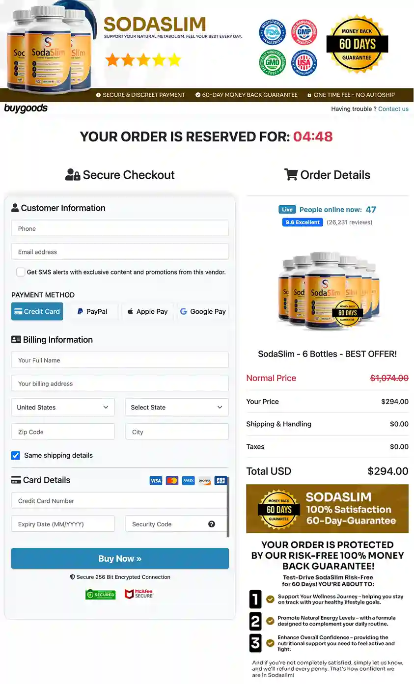 SodaSlim Secure Payment Checkout